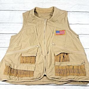 Columbia Sportswear Vest Sz L Padded Hunting Shooting Khaki Beige Zip Pockets